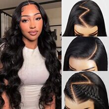 6X7 Bouncy Curly Human Hair Glueless Lace Wig